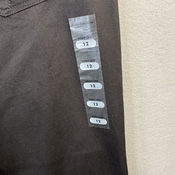 Calvin Klein Jeans Skinny Crop Pants Women's Size 12 Black Cotton Blend New NT - Picture 3 of 13